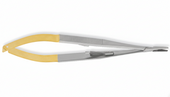Castroviejo Needle Holder with Lock & Tungsten Carbide (T.C.) – Straight & Curved (6″–8″)