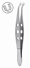 TISCO Lifecare Bores Corneal Fixation Forceps 3 mm 1×2 Teeth Angled – Precision Ophthalmic Instrument for Controlled Corneal Stabilization
