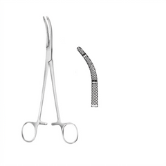 TISCO Lifecare Hysterectomy Clamp 20cm (8 Inch) Curved Atraumatic Grip Jaws Stainless Steel Surgical Instrument