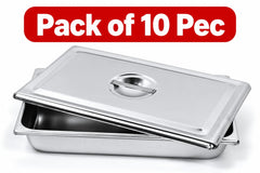 Tisco Lifecare 12x8 Inch Stainless Steel Instrument Tray Set (Pack of 10) – Heavy-Duty Reusable Flat Utility Trays