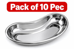 Tisco Lifecare 10-Inch Stainless Steel Kidney Tray Set (Pack of 10) – Large Reusable Utility Trays