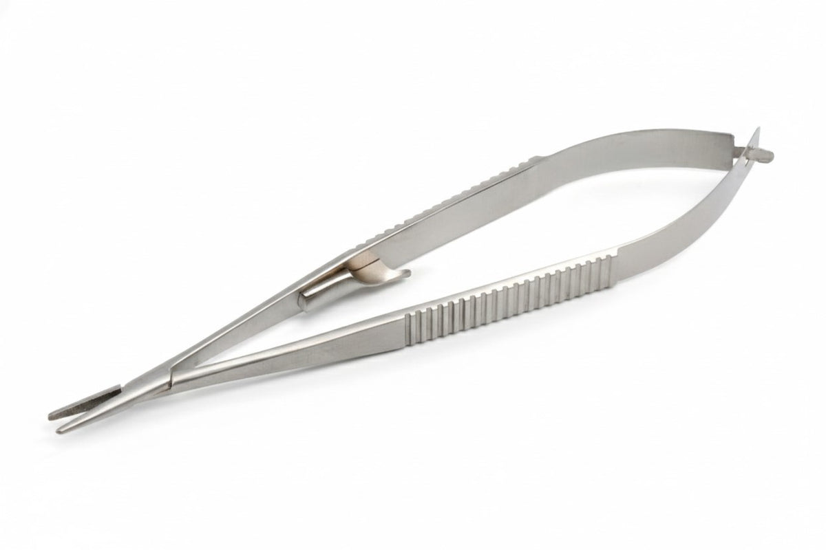 Castroviejo-Barraquer Needle Holder with Lock – Straight & Curved (Round) 5″–8″