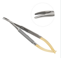 TISCO Lifecare Castroviejo Needle Holder with Lock with Tungsten Carbide 7 Inch Curved (Round)