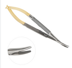 TISCO Lifecare Castroviejo Needle Holder with Lock with Tungsten Carbide 6 Inch Curved (Round)