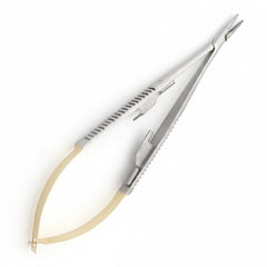 Castroviejo-Barraquer Needle Holder with Lock & Tungsten Carbide (T.C.) – Straight & Curved (Round) 5″–9″