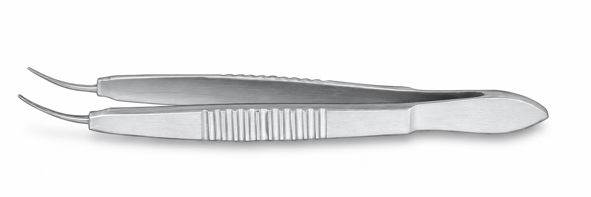 TISCO Lifecare Swiss Model Iris Forceps Curved 1×2 Teeth – Premium Ophthalmic Microsurgical Instrument