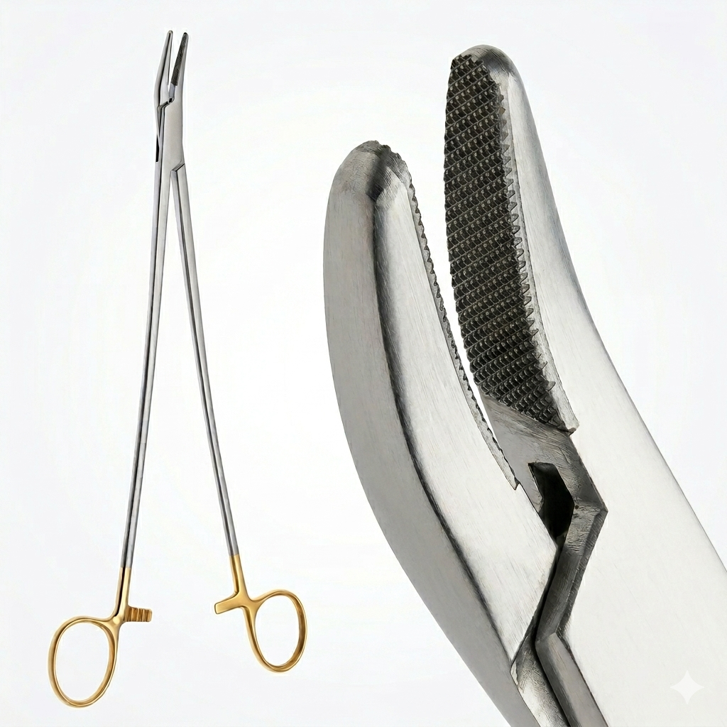 TISCO Lifecare Finochietto Needle Holder Angled Tip with T.C. 15 CM / 6 Inch Stainless Steel Surgical Instrument