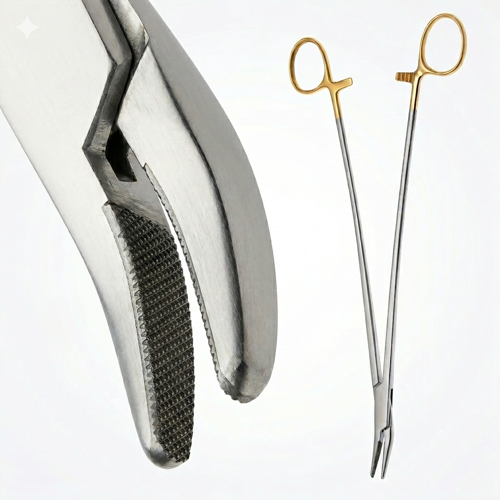 TISCO Lifecare Finochietto Needle Holder Angled Tip with T.C. 18 CM / 7 Inch Stainless Steel Surgical Instrument