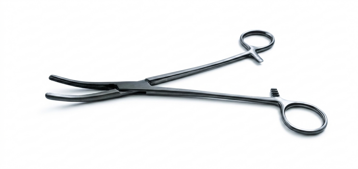 TISCO Lifecare Modified Hysterectomy Clamp 23cm (9 Inch) Straight with Longitudinal & Horizontal Serrations Stainless Steel Surgical Instrument