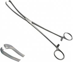 TISCO Lifecare Vulsellum Forceps 20cm (8 Inch) 3x4 Teeth Stainless Steel Surgical Instrument for Gynecological and Obstetric Use
