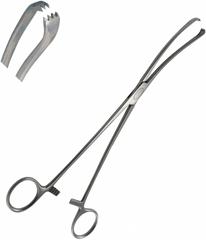 TISCO Lifecare Vulsellum Forceps 20cm (8 Inch) 3x4 Teeth Stainless Steel Surgical Instrument for Gynecological and Obstetric Use