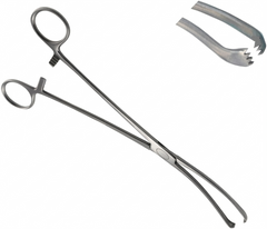 TISCO Lifecare Vulsellum Forceps 20cm (8 Inch) 3x4 Teeth Stainless Steel Surgical Instrument for Gynecological and Obstetric Use