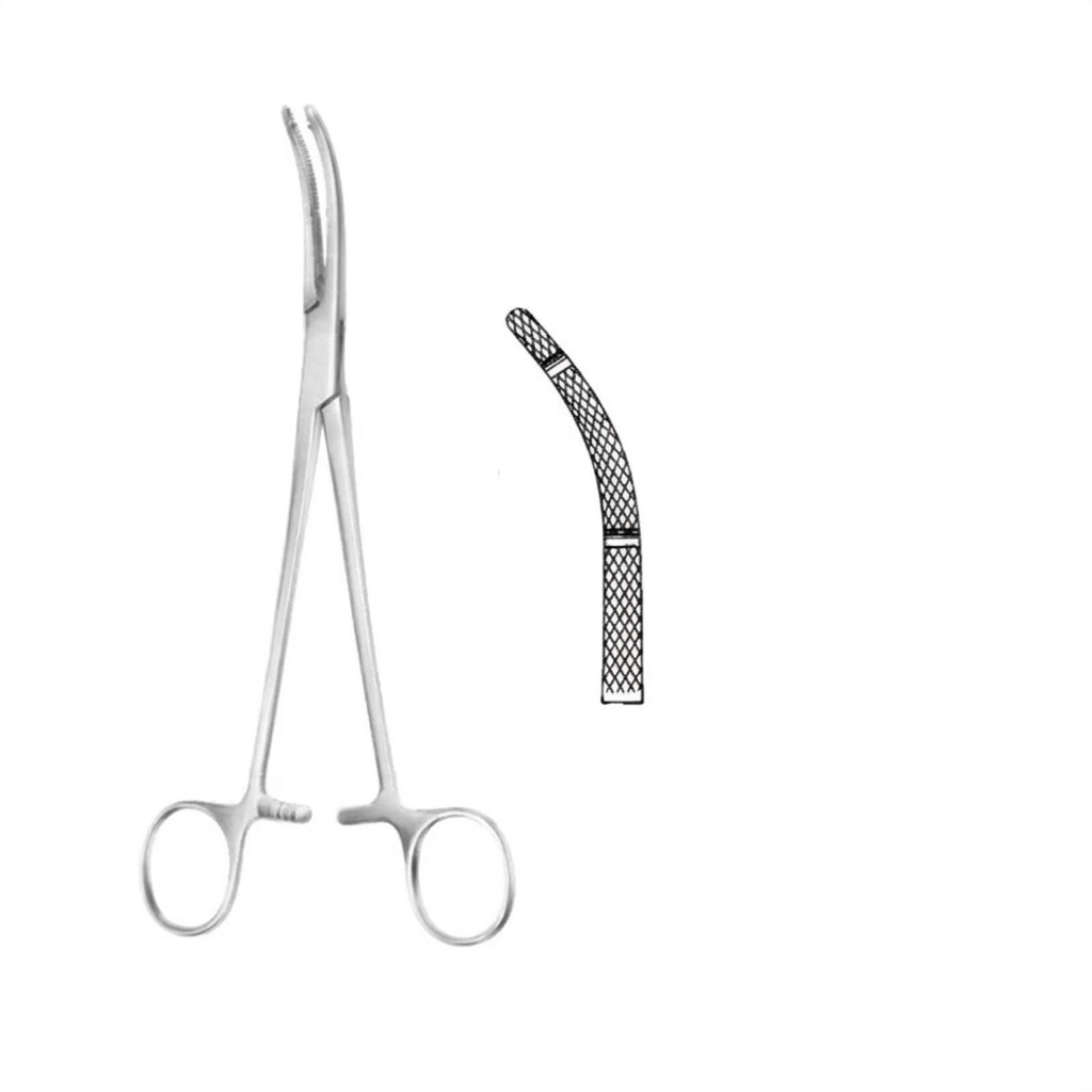 TISCO Lifecare Hysterectomy Clamp 25cm (10 Inch) Curved Atraumatic Grip Jaws Stainless Steel Surgical Instrument