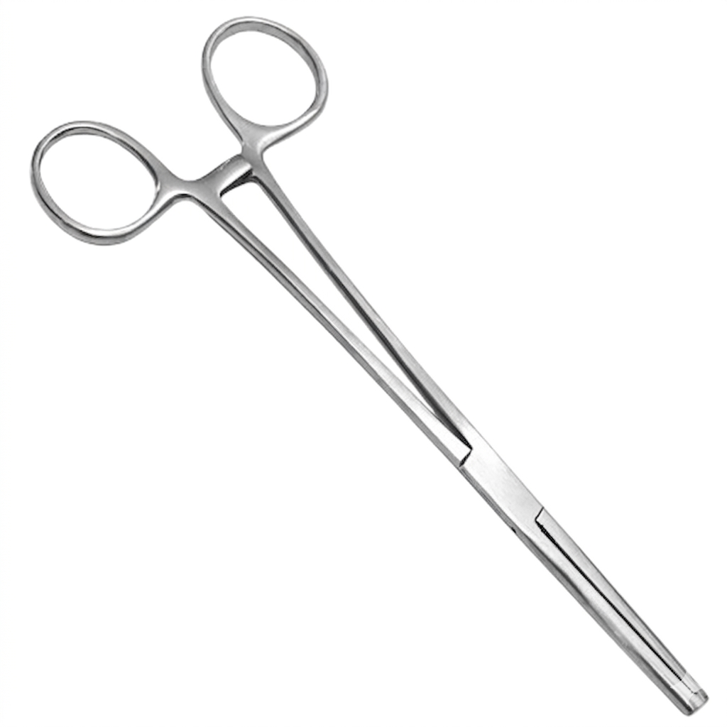TISCO Lifecare Hysterectomy Clamp 25cm (10 Inch) Straight Atraumatic Grip Jaws Stainless Steel Surgical Instrument