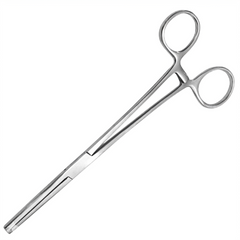 TISCO Lifecare Hysterectomy Clamp 25cm (10 Inch) Straight Atraumatic Grip Jaws Stainless Steel Surgical Instrument