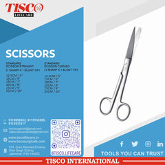 TISCO Lifecare Standard Scissor Curved (1Sharp X 1Blunt Tip)