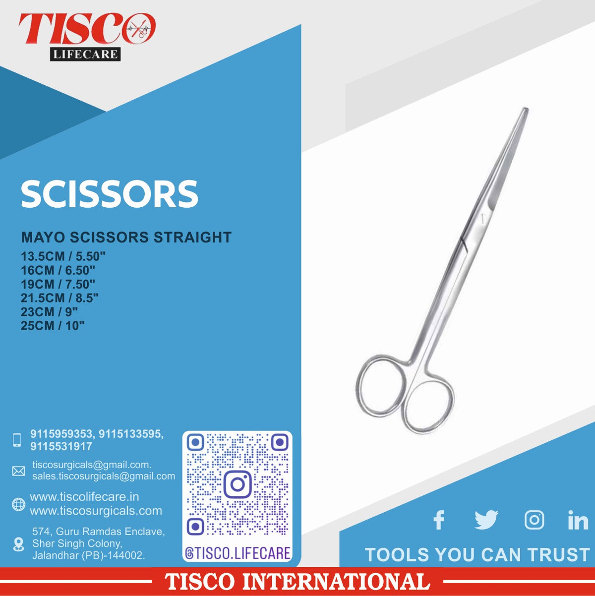 TISCO Lifecare Mayo Scissor Straight