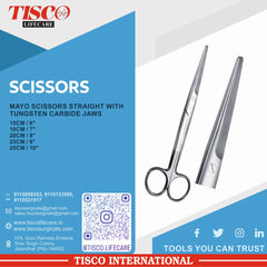 TISCO Lifecare Mayo Scissor Straight With Tungsten Carbide Jaws