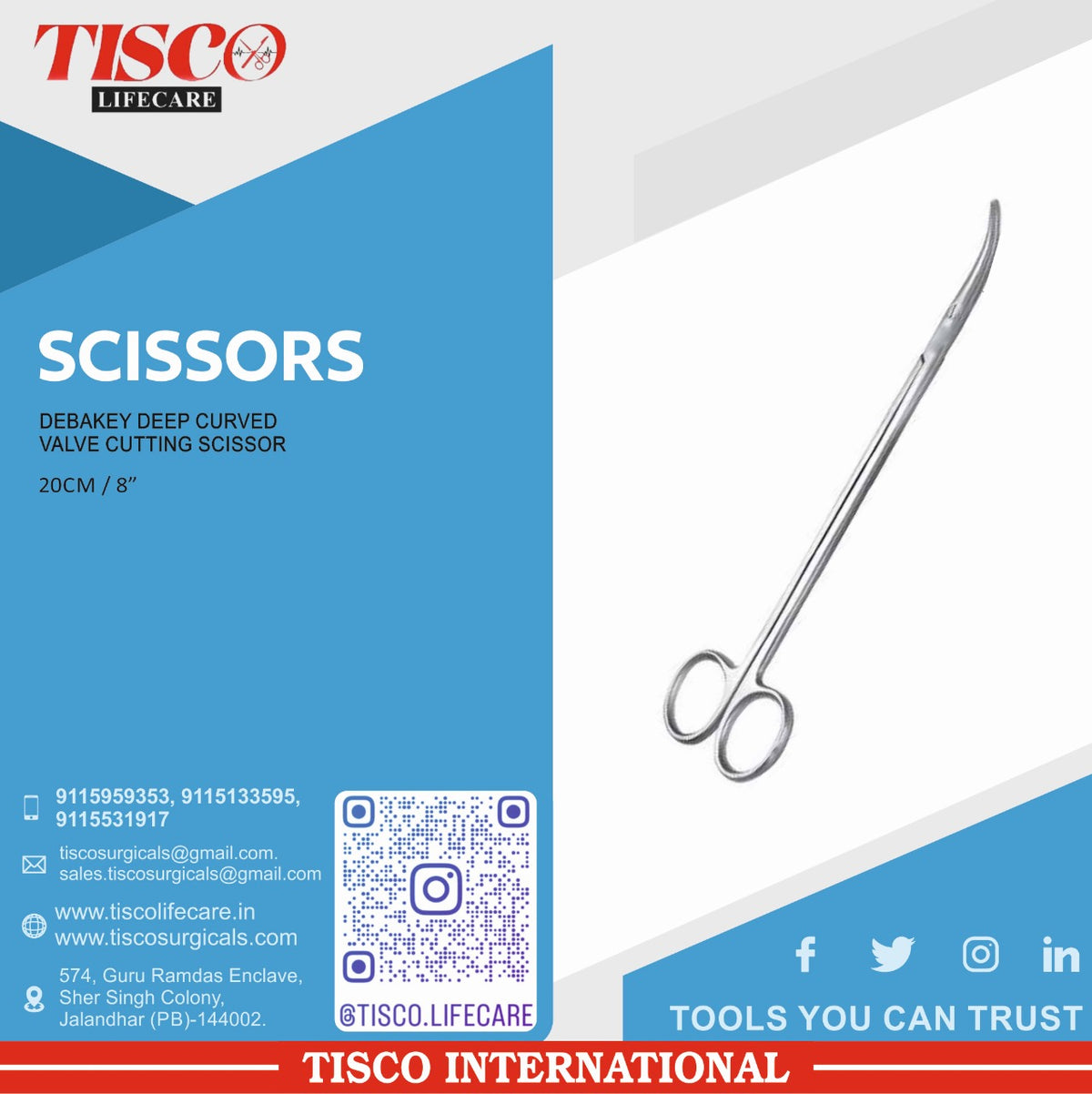 TISCO Lifecare Debakey Deep Valve Cutting Scissor