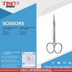 TISCO Lifecare Fine Iris Scissor, Pointed Tips, Curved