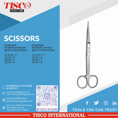 TISCO Lifecare Standard Scissor Straight (Both Tips Pointed)