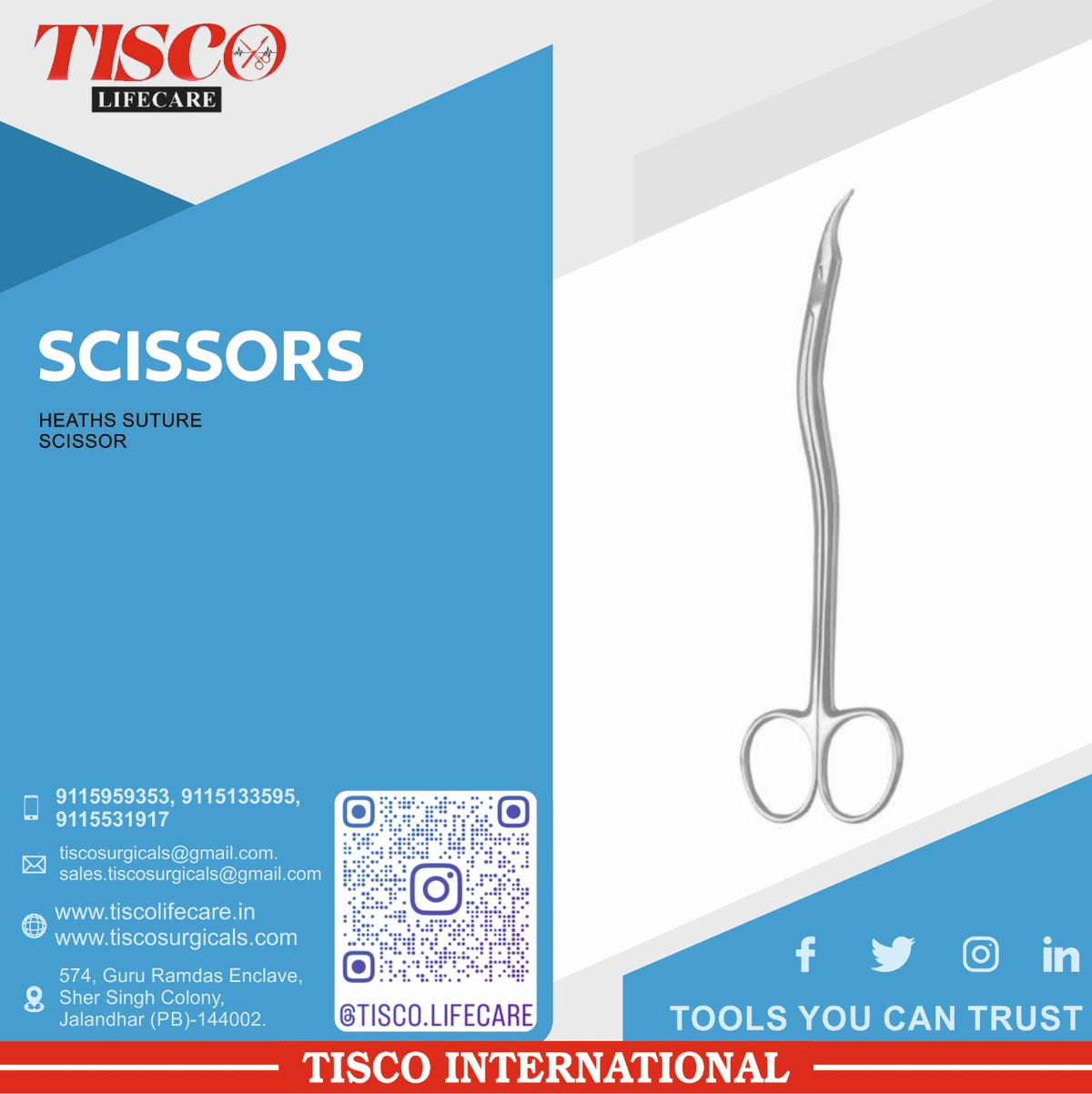 TISCO Lifecare Heaths Suture Scissor
