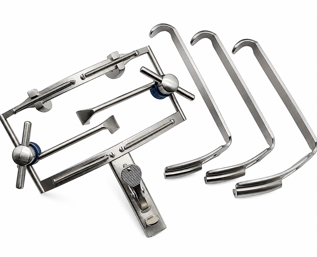 TISCO Lifecare Dingmann Mouth Gag with 3 Tongue Depressors Stainless Steel Surgical ENT Instrument